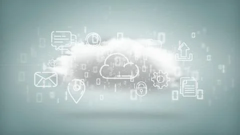 Cloud of multimedia icon 3d rendering Illustration