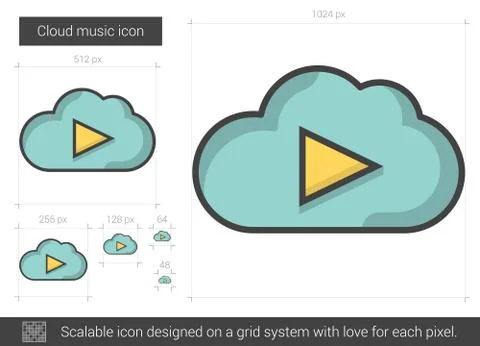 Cloud music line icon Illustrazione stock
