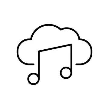Cloud music line vector icon on white background 스톡 일러스트