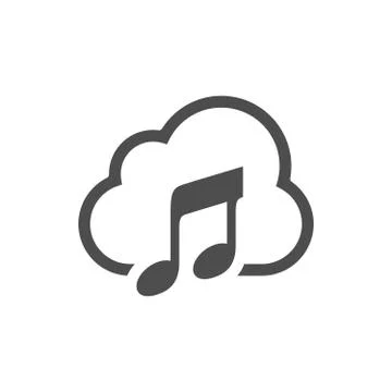 Cloud Music Simple Icon White Design Stock Illustration