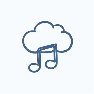 Cloud music sketch icon Illustrazione stock