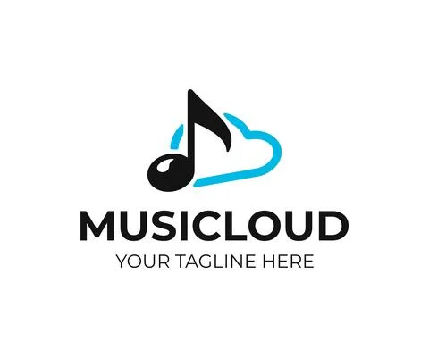 Cloud music storage logo design. Audio cloud vector design Stock Illustration