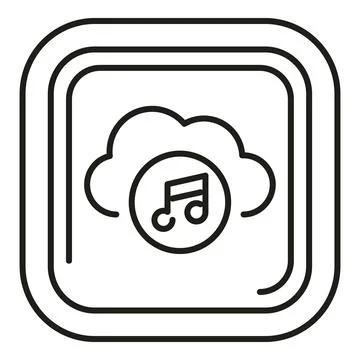 Cloud music streaming technology icon on application button Illustrazione stock