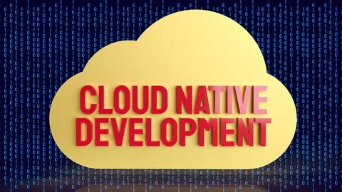 Cloud Native Application Development Concept Illustration 3d render. 스톡 일러스트