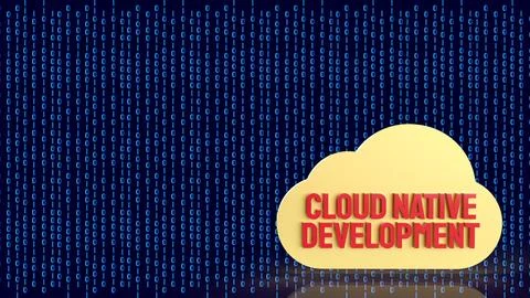 Cloud Native Application Development Concept Illustration 3d render. Illustrazione stock