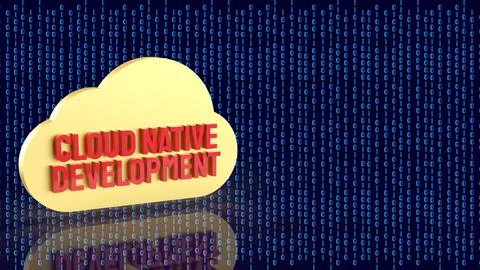 Cloud Native Application Development Concept Illustration 3d render. 스톡 일러스트