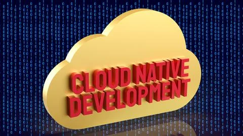 Cloud Native Application Development Concept Illustration 3d render. Stock Illustration