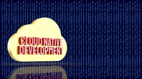 Cloud Native Application Development Concept Illustration 3d render. 스톡 일러스트