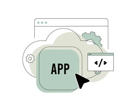 Cloud-native applications icon with cloud development and microservices Stock Illustration