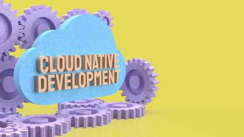 Cloud Native Development Workflow with Automation Gears Concept 3d render. Stock Illustration