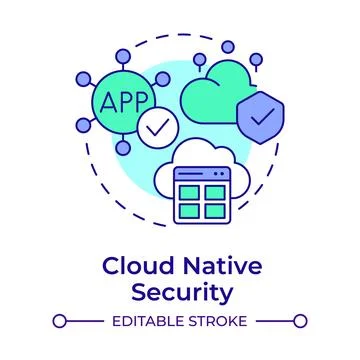 Cloud native security multi color concept icon Stock Illustration