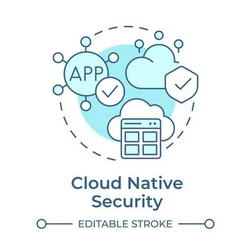 Cloud native security soft blue concept icon 스톡 일러스트