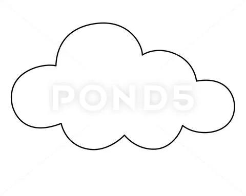 Cloud, natural phenomenon - vector linear illustration for coloring ...