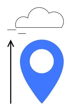 Cloud Navigation Concept with Geolocation Pointer and Upward Arrow Indicati.. イラスト素材