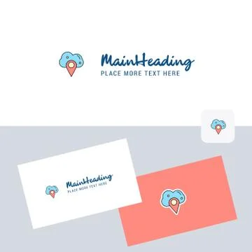 Cloud navigation  vector logotype with business card template. Elegant corpor イラスト素材