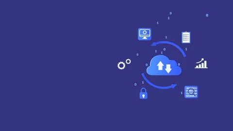 Cloud Network and Data Transformation Animation with Copy Space Stock Footage 315377384