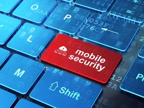 Cloud Network and Mobile Security on keyboard Stock Illustration