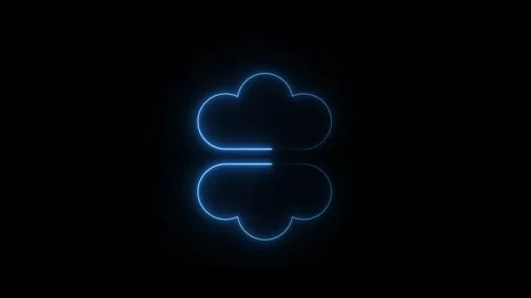 Cloud network animation with blue neon icon. Cloud network digital data sto.. Stock Footage 337131635
