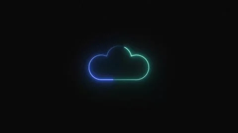 Cloud network animation with green neon glow. Cloud network digital data co.. Stock Footage 337131666