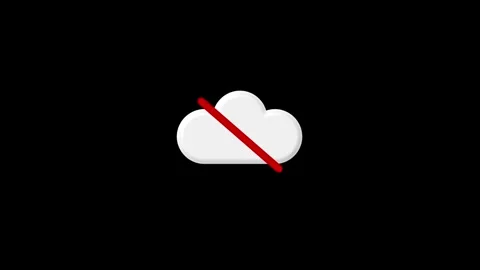 Cloud network animation with red prohibition sign. Cloud network no connect.. Stock Footage 337131625