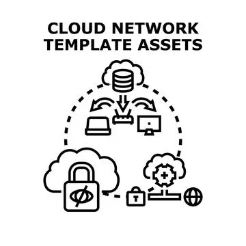 Cloud network assets securing global data management Illustrazione stock