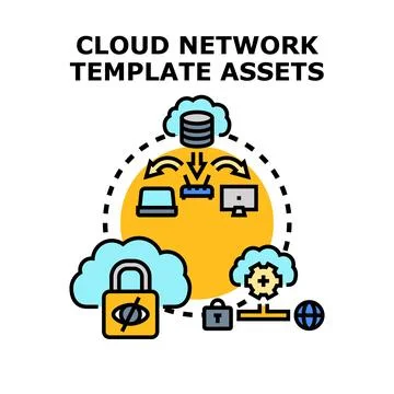 Cloud network assets securing global data management 스톡 일러스트