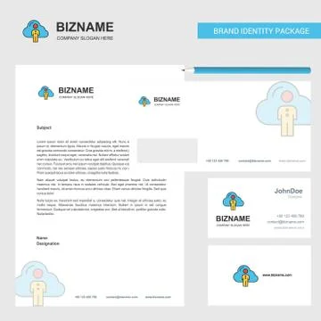 Cloud network Business Letterhead, Envelope and visiting Card Design vector t Stockillustratie