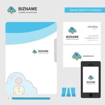 Cloud network Business Logo, File Cover Visiting Card and Mobile App Design.  イラスト素材