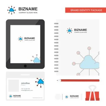 Cloud network  Business Logo, Tab App, Diary PVC Employee Card and USB Brand  イラスト素材