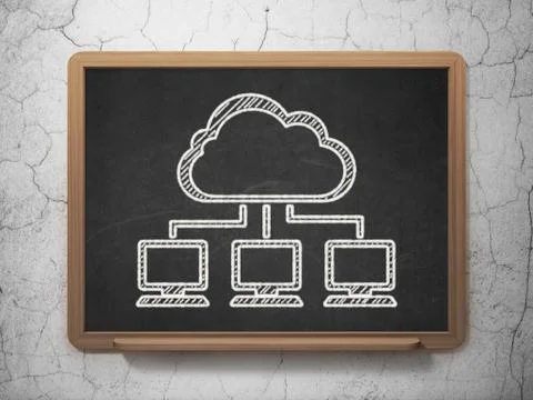 Cloud Network on chalkboard background Illustrazione stock