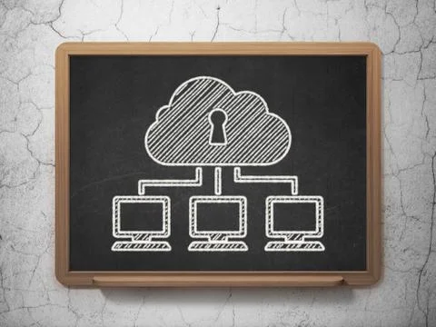 Cloud Network on chalkboard background Illustrazione stock