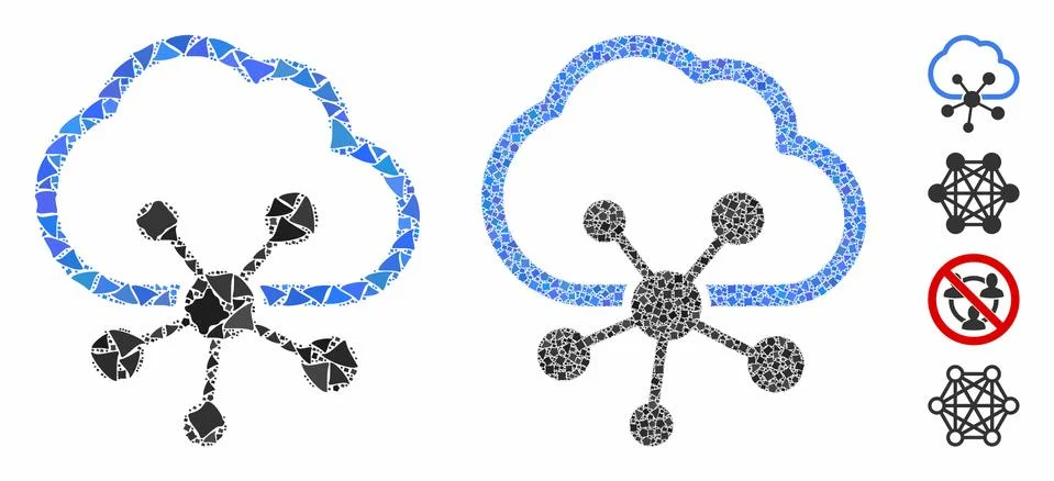 Cloud network Composition Icon of Joggly Elements 스톡 일러스트