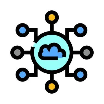 Cloud network computing concept connecting multiple devices Stock Illustration