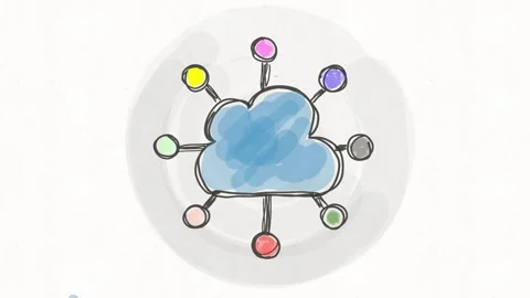 Cloud Network with Connected Nodes Animation Video stock 342018486