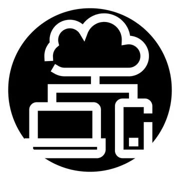 Cloud network connecting laptop and smartphone devices Stock Illustration