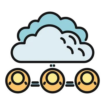Cloud network connecting multiple users and data storage Stock Illustration