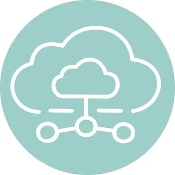 Cloud network connection flat line graphic Иллюстрация
