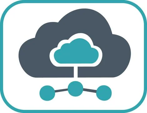 Cloud network connection hub flat icon Stock Illustration