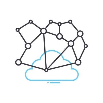 Cloud network connection line icon, outline symbol, vector illustration, concept 스톡 일러스트