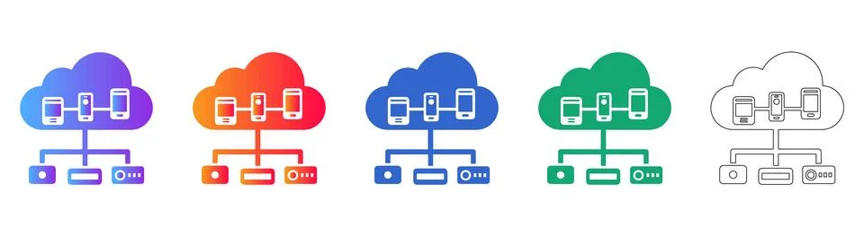 Cloud Network Connectivity Icon Set 库存插图