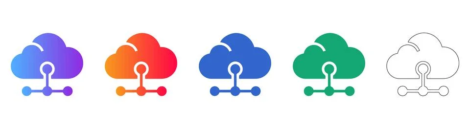 Cloud Network Connectivity Icons Set 库存插图