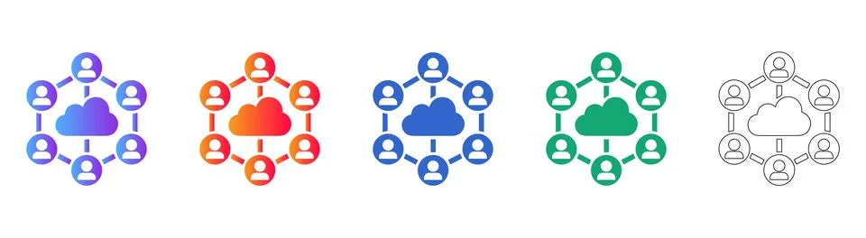 Cloud Network Connectivity Icons Set 库存插图