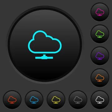 Cloud network dark push buttons with color icons 스톡 일러스트