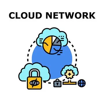 Cloud network data computing and security concept Stock Illustration
