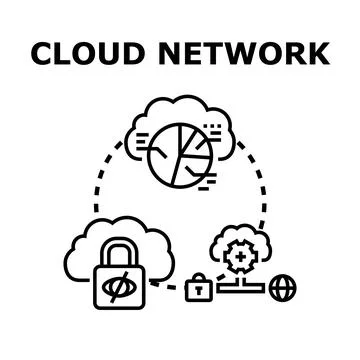 Cloud network data computing and security concept Stock Illustration