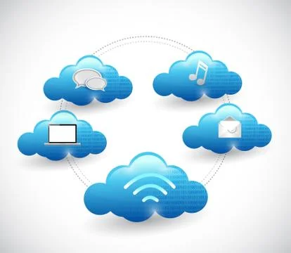 Cloud network diagram illustration design over a white background イラスト素材