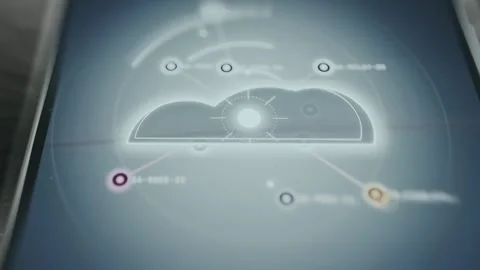 Cloud network diagram showing hub-and-node connectivity Vídeo Stock 335484266