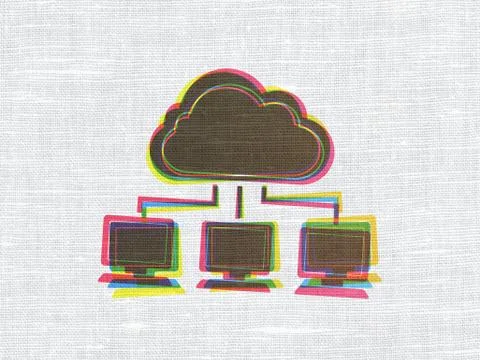 Cloud Network on fabric texture Stock Illustration