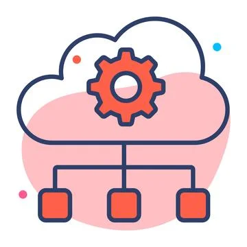 Cloud network flat line  icon modern illustration Stock Illustration