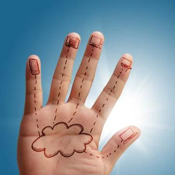 Cloud network in hand Stock-Illustration